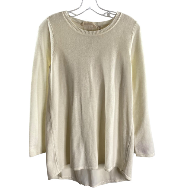 SOFT SURROUNDINGS Size X-SMALL Cream Long Sleeve Back Details Wool Blend SWEATER