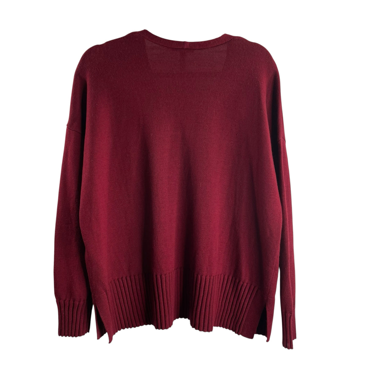EILEEN FISHER Size MED Dark Red Long Sleeve V-Neck SWEATER