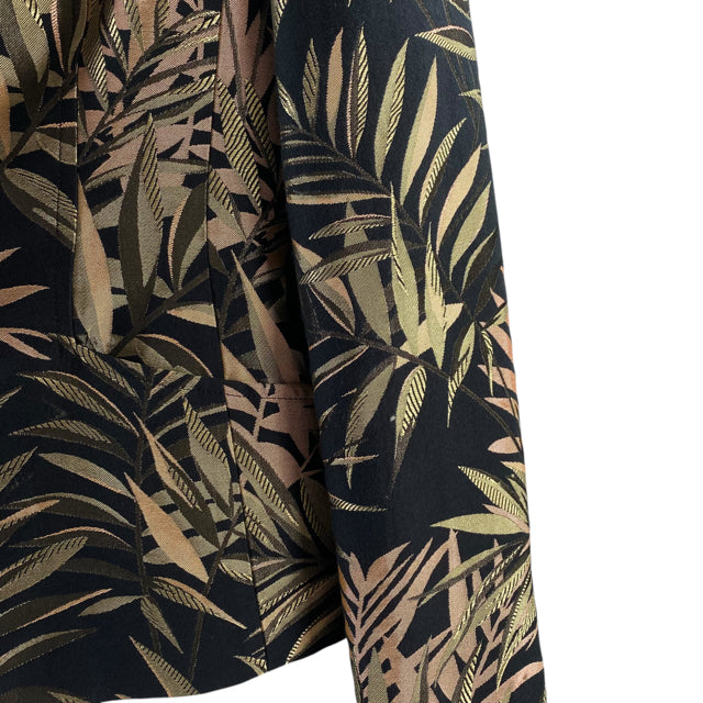 TED BAKER Size TED BAKER SIZE 3 Black Leaf Print Long Sleeve BLAZ / JKT