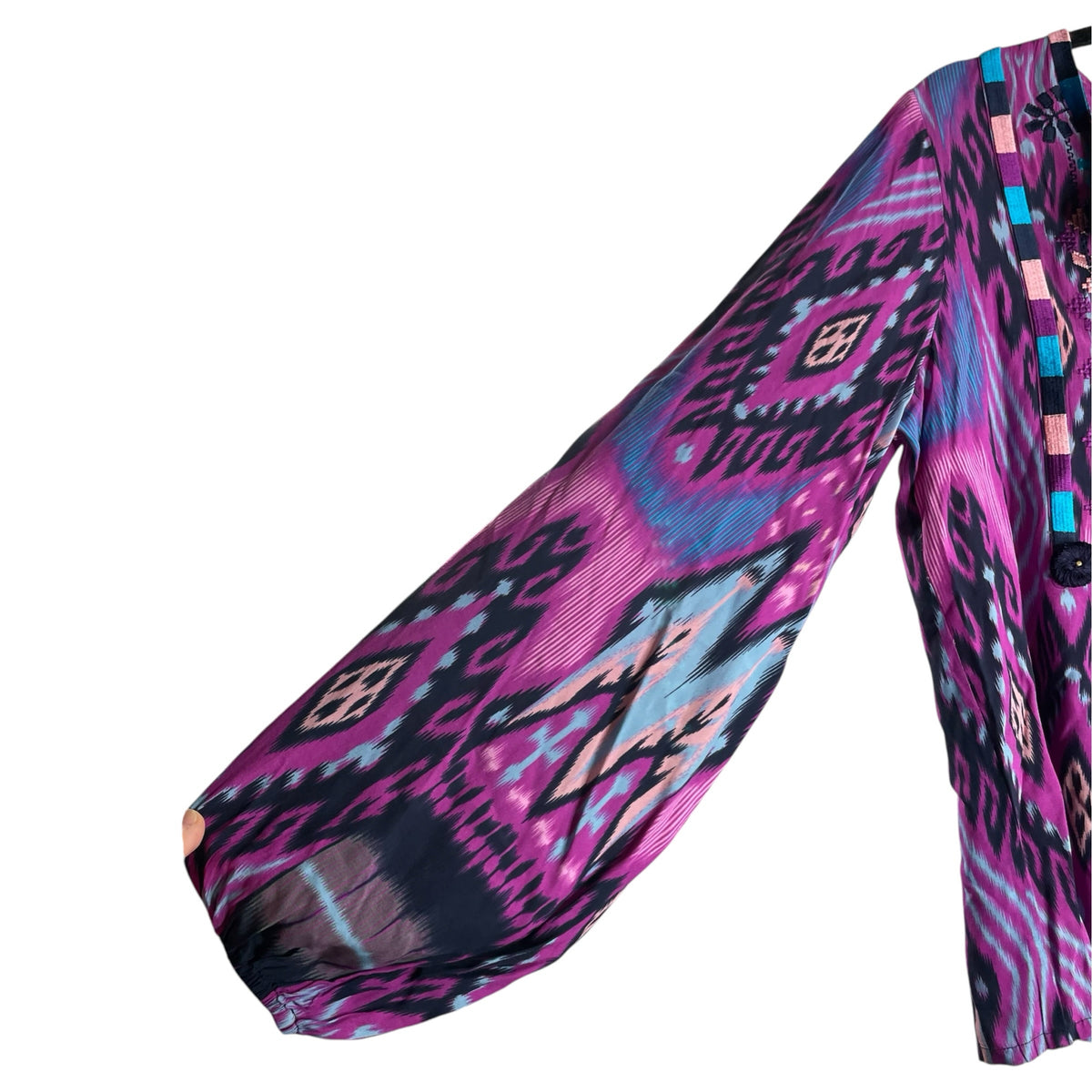 FIGUE Size MED Pink/purple Print Long Sleeve BLOUSE