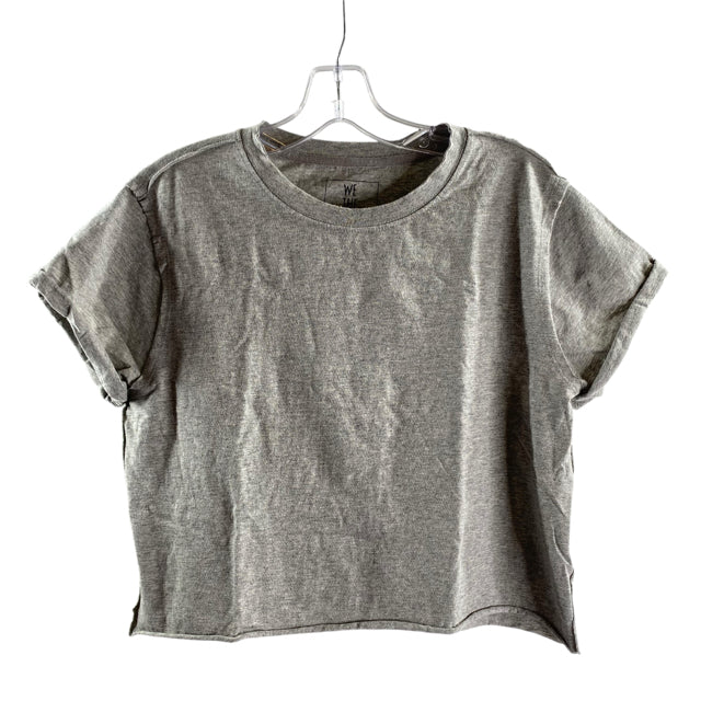 WE THE FREE Size MEDIUM Gray Short Sleeve Crop Tee Cotton Blend TOP