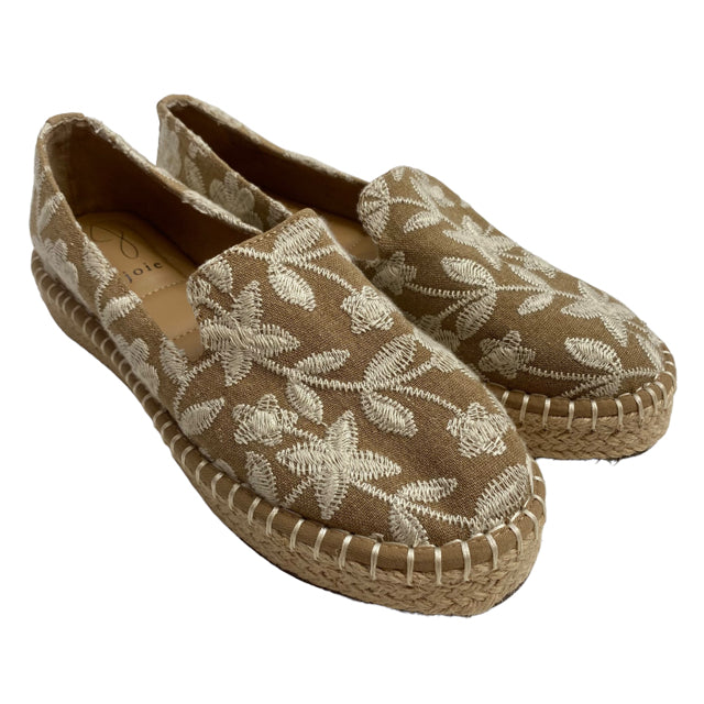 JOIE Size 7 1/2 Tan/White Flats Embroidered SHOE