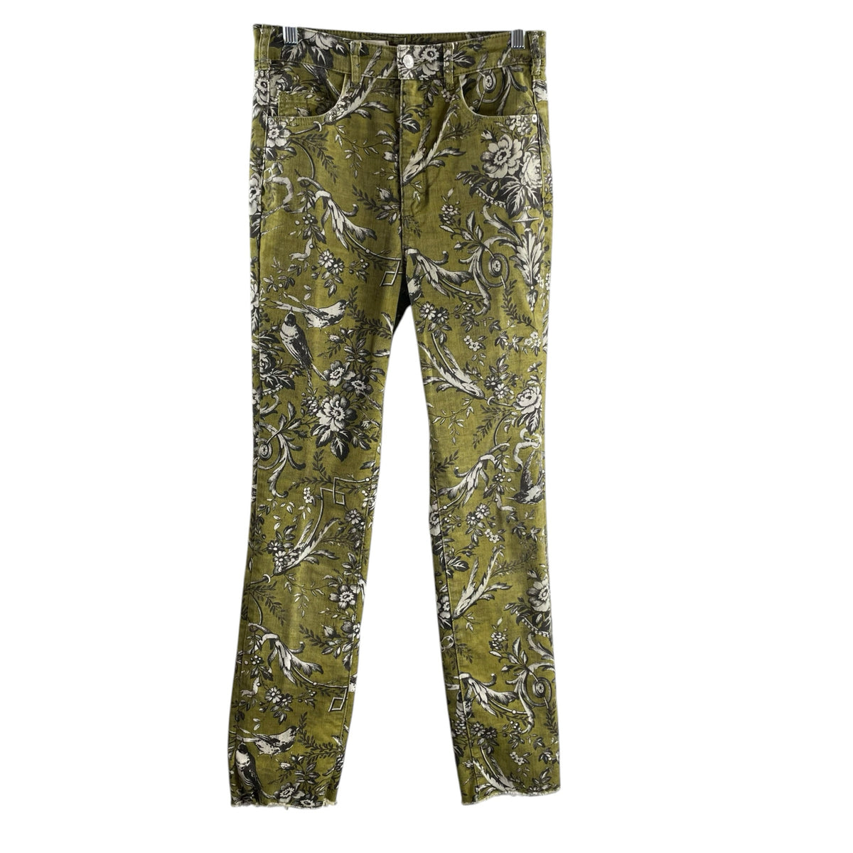 PILCRO Size 28 Green/Brown Floral Straight Leg JEANS