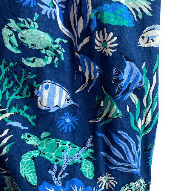 PRINTFRESH Size SMALL Navy/Blue Print Sleeveless Cotton DRESS