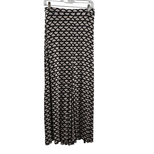 BOBEAU Size SMALL Black/Cream Floral Maxi Elastic Waist Rayon SKIRT