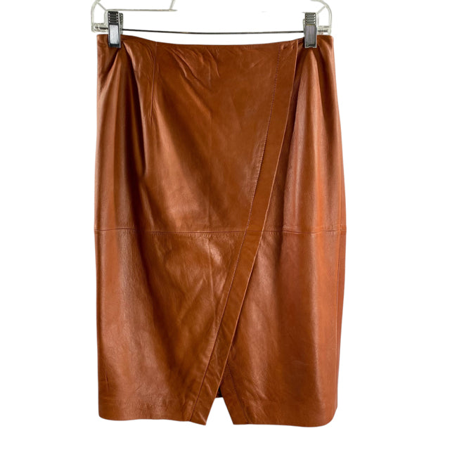 NORDSTROM Size 4 Clay Midi Leather SKIRT