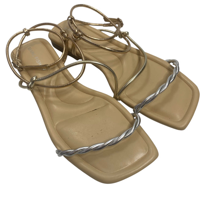 MARC FISHER Size 6 1/2 Metallic Beige Ankle Strap SHOE
