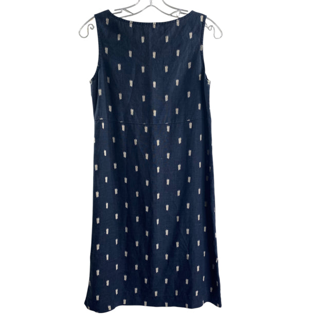 GARNET HILL Size 2 Blue/White Print Sleeveless Linen DRESS