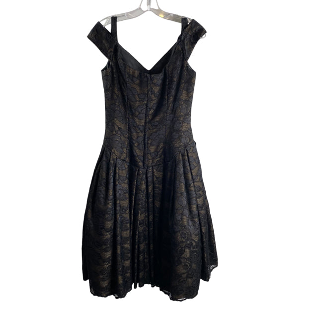 VICTOR COSTA Size 10 Black Lace Overlay Sleeveless Lace Vintage DRESS