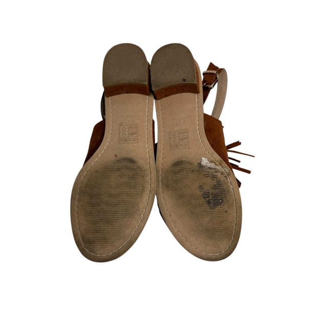 TOPSHOP Size 41 Brown Peep Toe Fringed SHOE