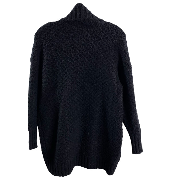 ANTHROPOLOGIE Size X-SMALL Black Long Sleeve Open Front Cotton Blend SWEATER