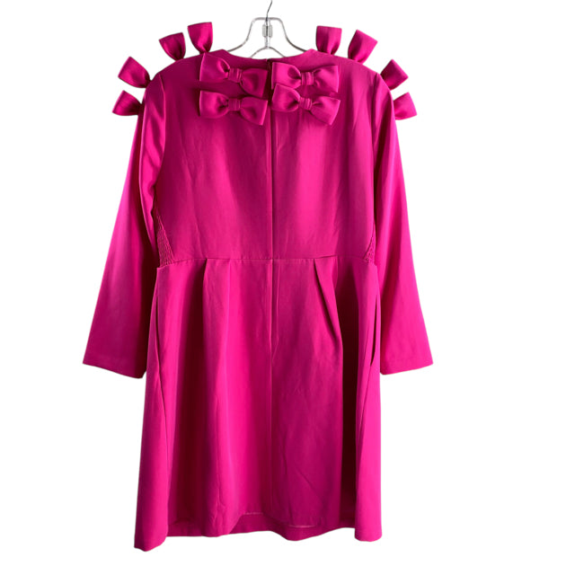 TUCKERNUCK Size MEDIUM Hot Pink Bows 3/4 Sleeve Polyester DRESS