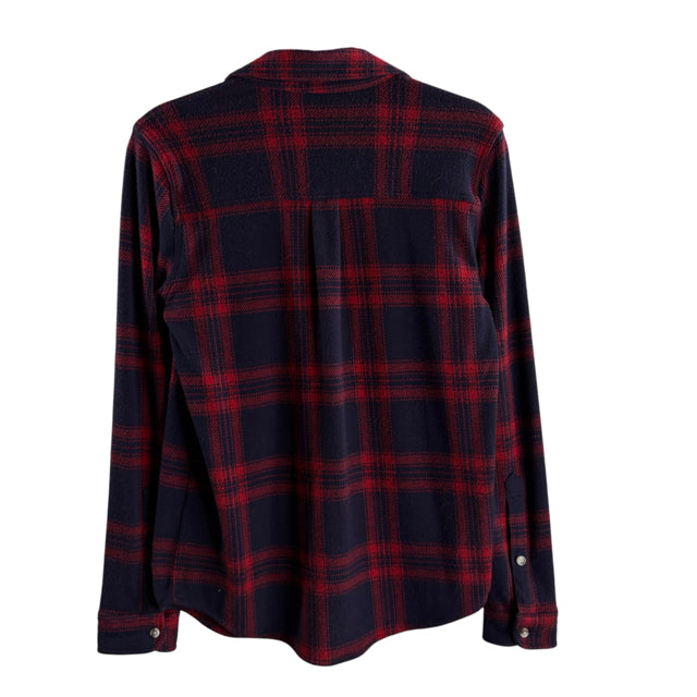 FAHERTY Size X-SMALL Navy/Red Plaid Long Sleeve Flannel TOP