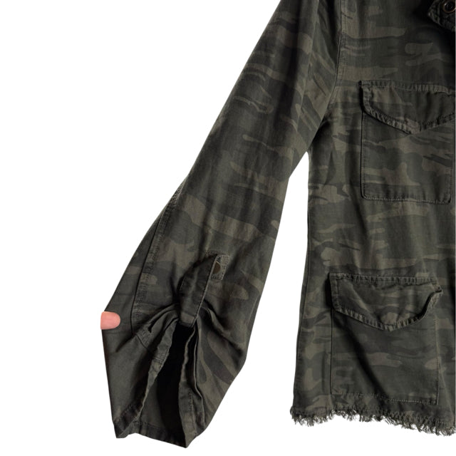 SANCTUARY Size LARGE Green Camo Cotton JACKET