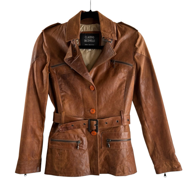 CLAUDIO IACOVELLI Size SMALL Brown Leather JACKET
