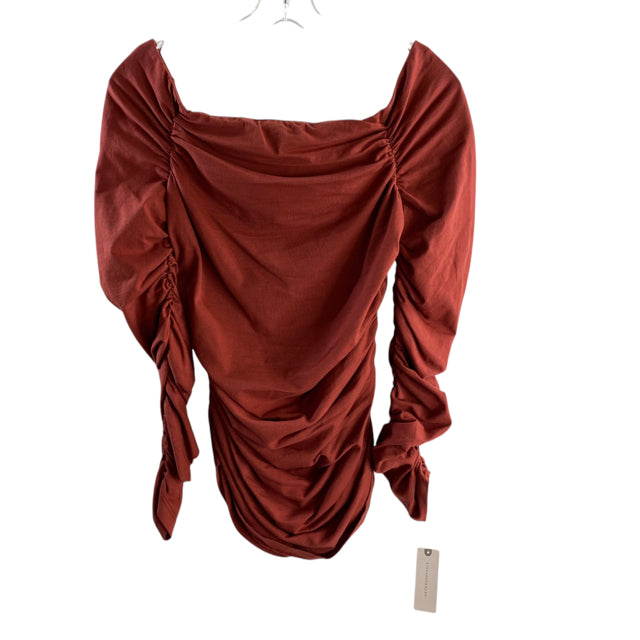 MAEVE Size MEDIUM Rust Ruched 3/4 Sleeve Cotton NWT TOP