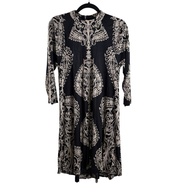 FREE PEOPLE Size SMALL B/W Print 3/4 Sleeve DRESS