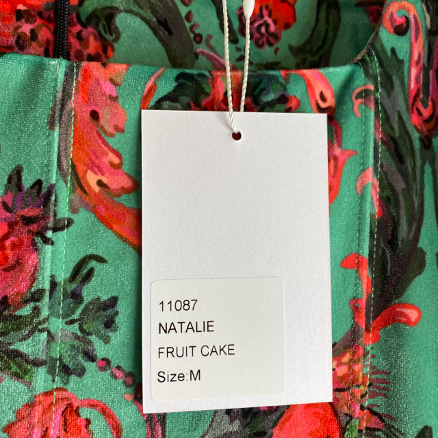 SMITH & QUINN Size MEDIUM Green/Pink Floral Long Sleeve Velvet NWT DRESS