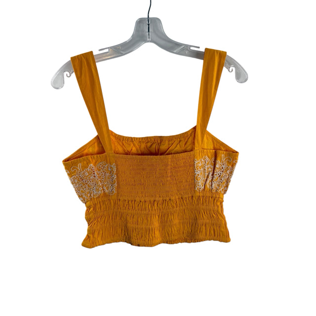 ANTHROPOLOGIE Size MED Orange/White Strappy Corset NWT TOP