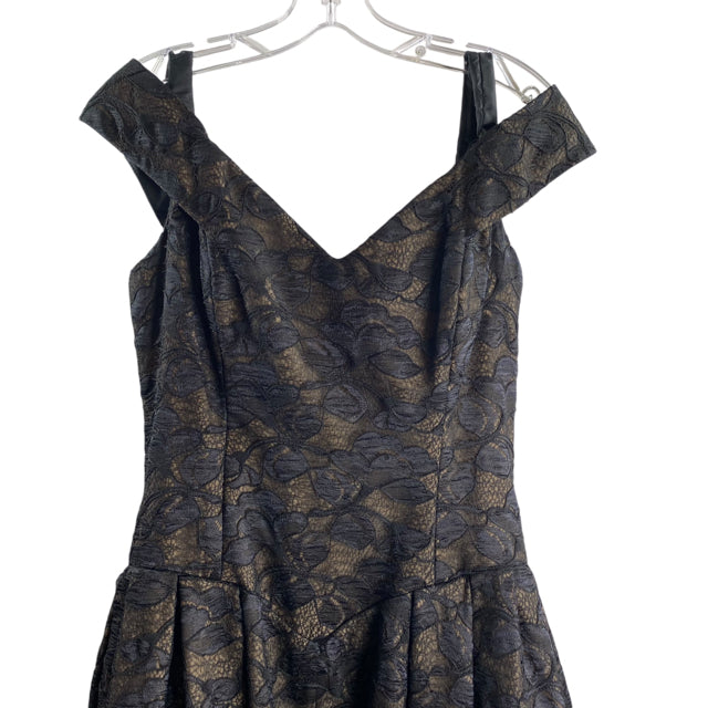 VICTOR COSTA Size 10 Black Lace Overlay Sleeveless Lace Vintage DRESS
