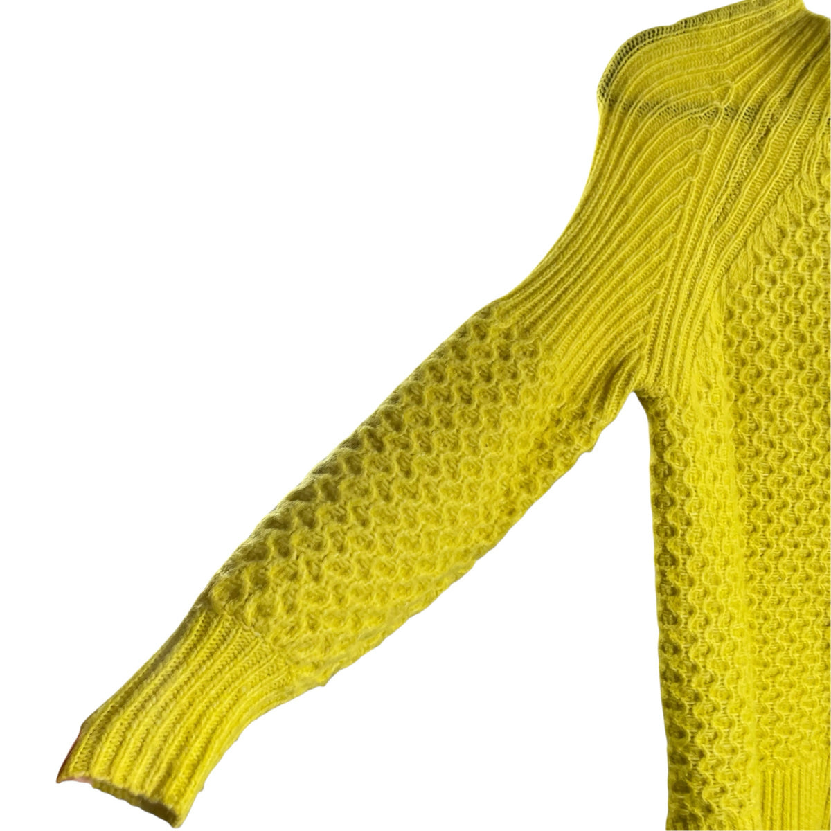 ANTHROPOLOGIE Size MED Yellow Long Sleeve Funnel Neck SWEATER