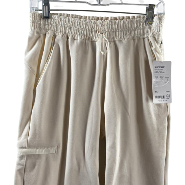 ATHLETA Size X-SMALL Cream Drawstring Wide Leg ACTIVE PANT