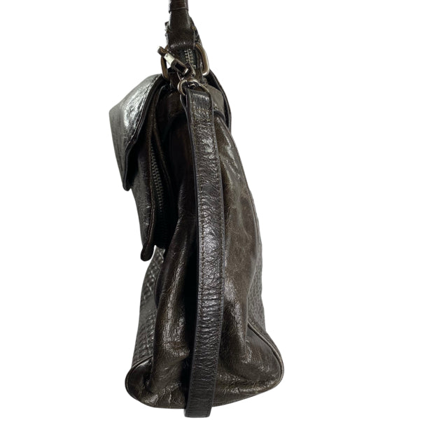 REBECCA MINKOFF Dark Brown Leather Double Handle PURSE