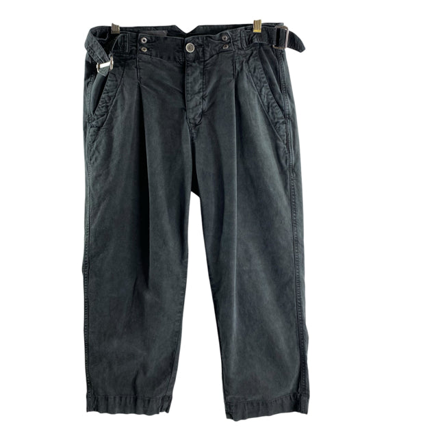 ANTHROPOLOGIE Size 28 PETITE Dark Gray Button Fly Cotton Blend PANTS