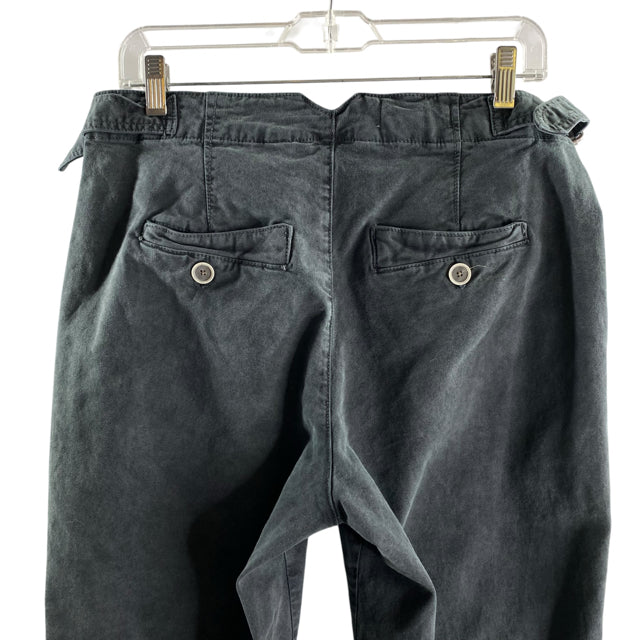 ANTHROPOLOGIE Size 28 PETITE Dark Gray Button Fly Cotton Blend PANTS