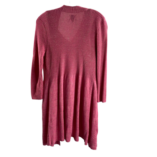 NIC & ZOE Size MEDIUM Pink/Tan Stripe Long Sleeve Tank Linen Blend 2PC SWEATER
