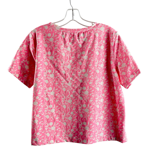 DUDLEY STEPHENS Size MEDIUM Pink/White Print Short Sleeve Nylon Blend TOP