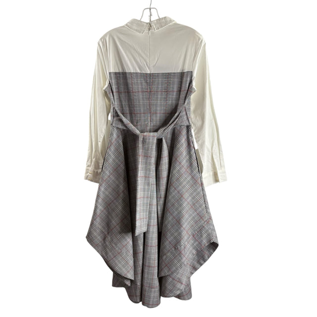 SHEMA Size X-SMALL Gray/Cream Polka Dots Long Sleeve Wool SKIRT SUIT