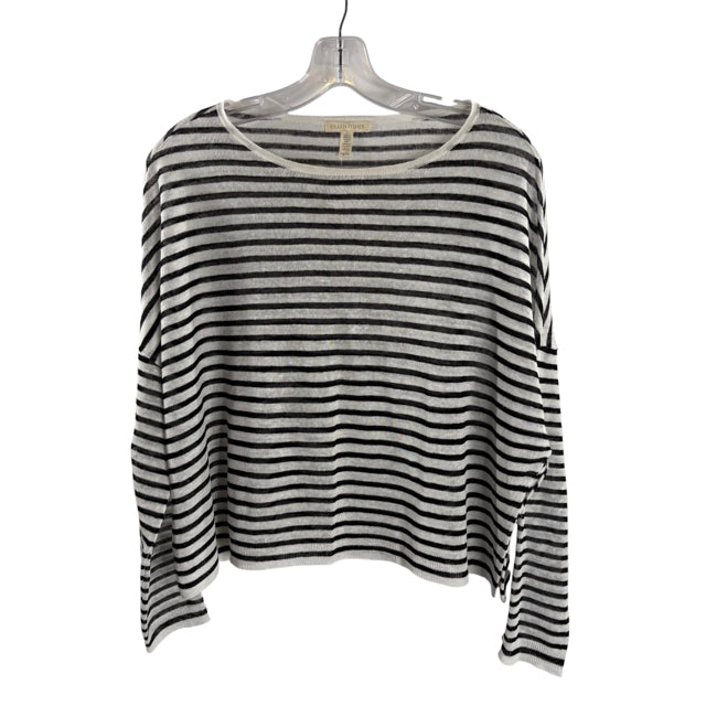 EILEEN FISHER Size SMALL B/W Stripe Long Sleeve SWEATER