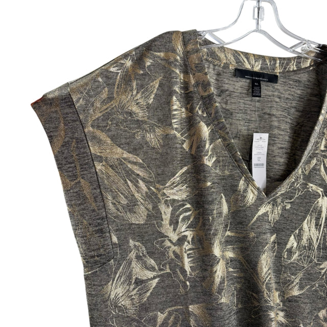WHBM Size X-LARGE Gold Tone-On Short Sleeve V-Neck Polyester NWT TOP