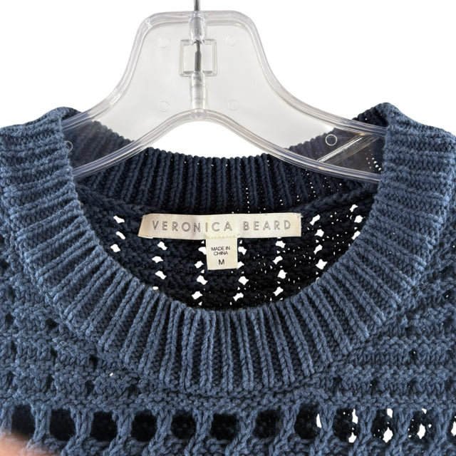 VERONICA BEARD Size MEDIUM Blue Sleeveless 2-PC LOOK Cotton Blend SWEATER