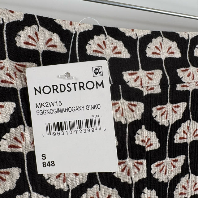 BOBEAU Size SMALL Black/Cream Floral Maxi Elastic Waist Rayon SKIRT