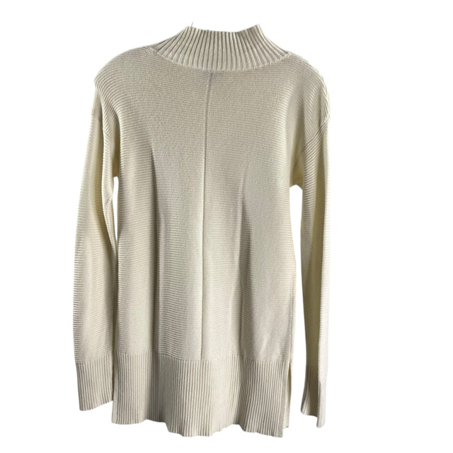 TALBOTS Size X-SMALL Cream Ribbed Long Sleeve Mock Turtleneck SWEATER