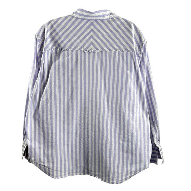 AYR Size SMALL Lavender/White Stripe Long Sleeve Button Front BLOUSE