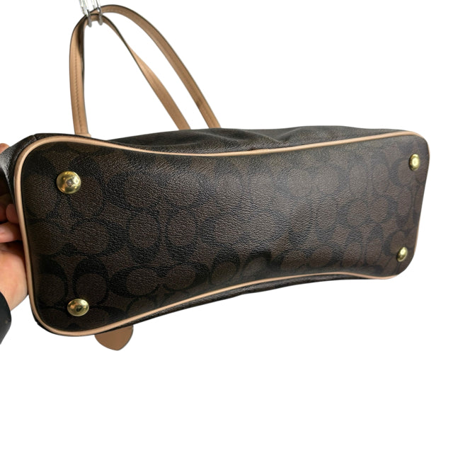 COACH Brown/Tan Monogram Coated Canvas Shoulder PURSE