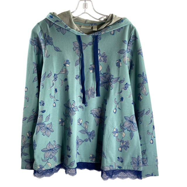 LOGO Size SMALL Mint/Blue Floral Long Sleeve Hoodie DRESS