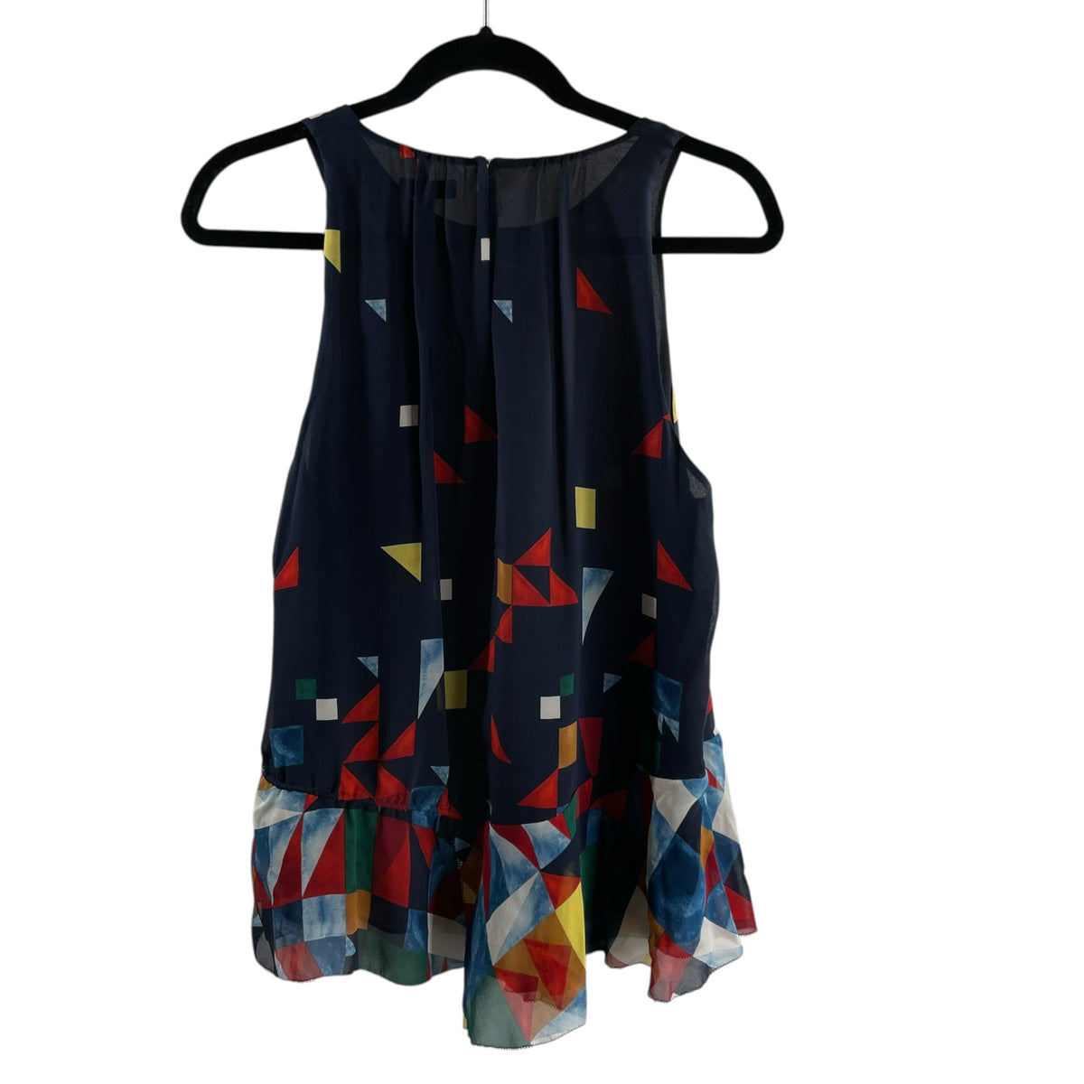 JOIE Size MEDIUM Navy/Red Geometric Halter Halter Nylon TOP