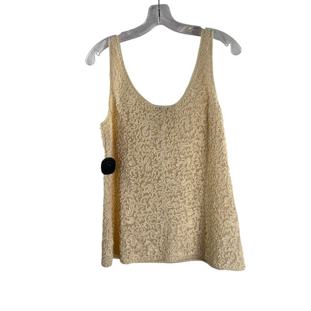 LAFAYETTE 148 Size MEDIUM Cream Ribbon Detail Sleeveless Cotton NWT TOP