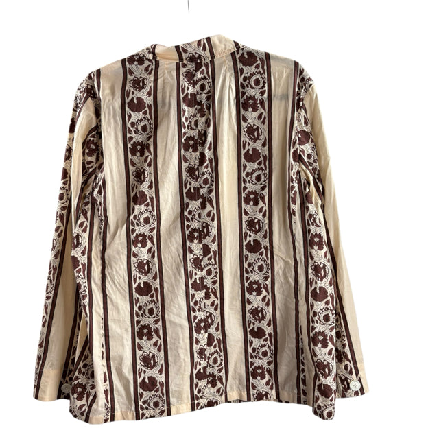 J CREW Size MEDIUM Cream/Brown Print Long Sleeve Cotton NWOT BLAZ / JKT
