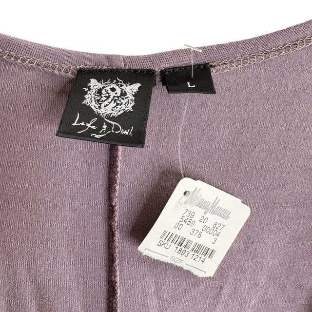 LIFE & DEATH Size LARGE Lavender/Black Sketch Sleeveless Cotton NWT DRESS