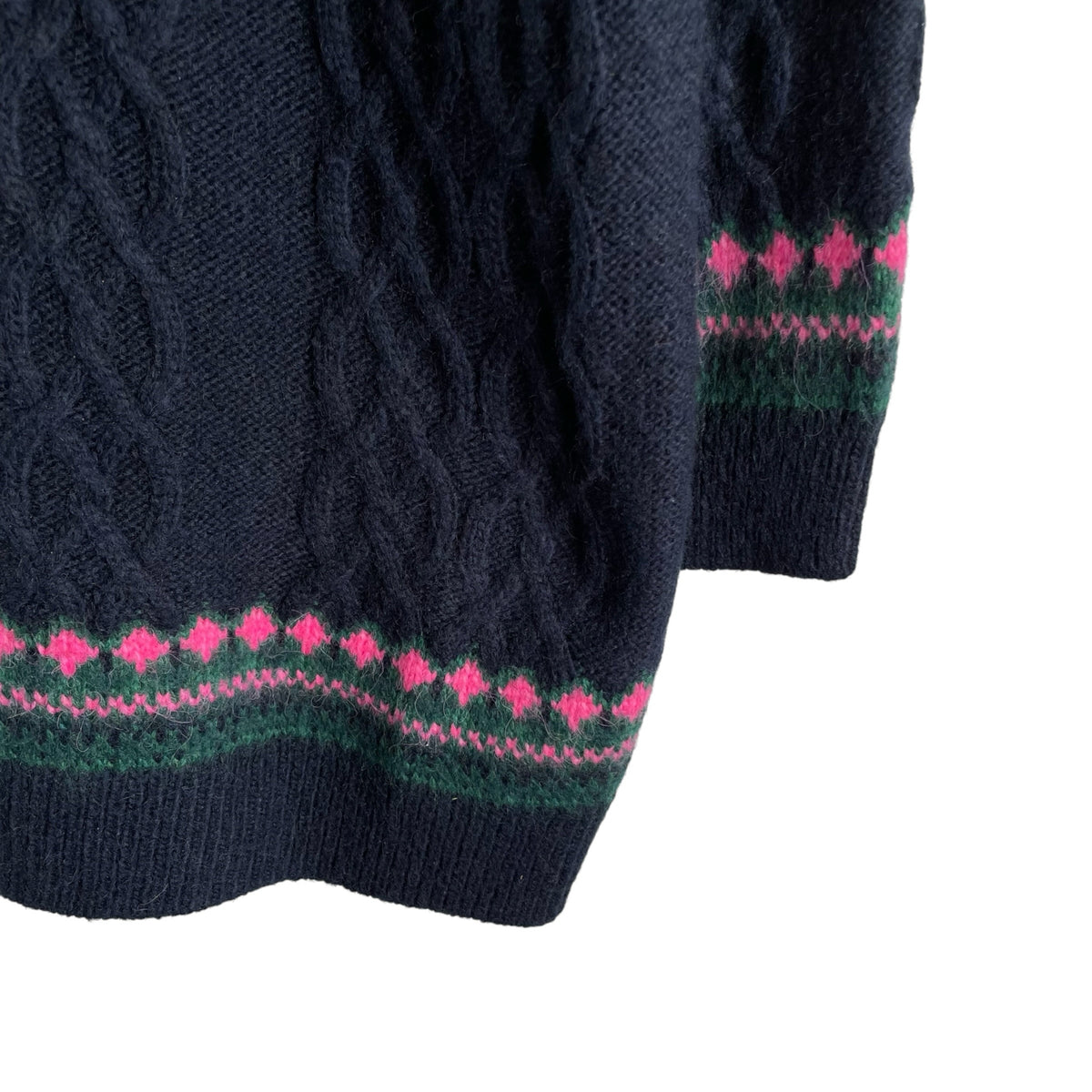 TALBOTS Size LARGE Navy/Pink Piped Long Sleeve Cardigan Nylon Blend NWT SWEATER