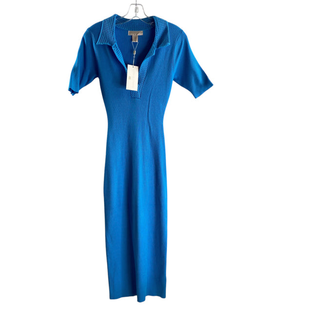 CAROLINE CONSTAS Size MEDIUM Bright Blue Short Sleeve Rayon Blend NWT DRESS
