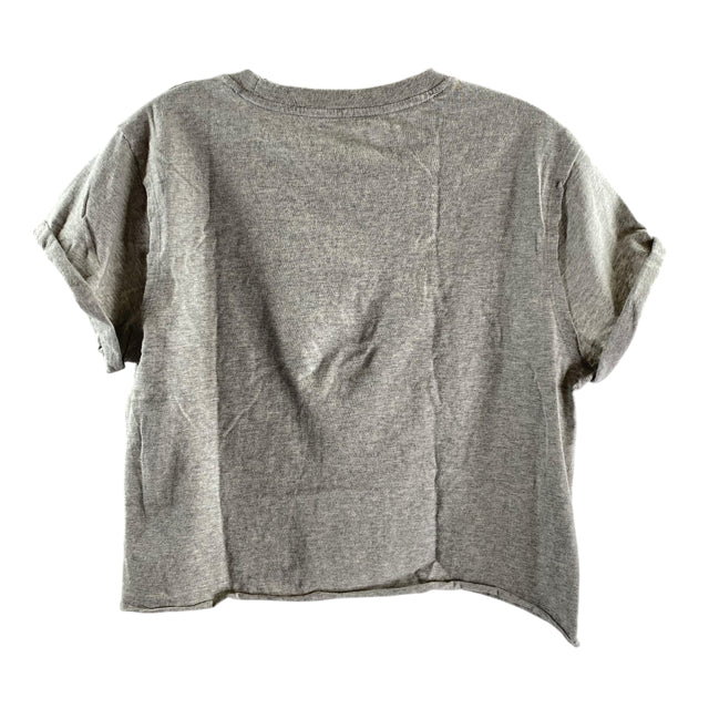 WE THE FREE Size MEDIUM Gray Short Sleeve Crop Tee Cotton Blend TOP