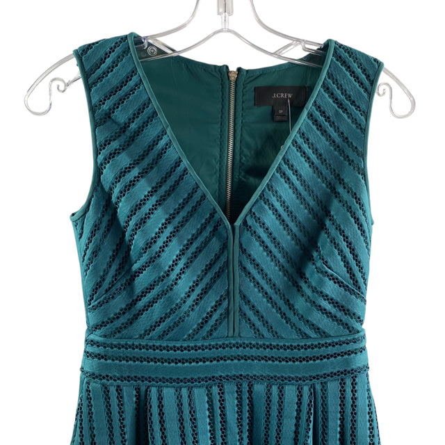 J CREW Size 0 PETITE Teal Textured Sleeveless Polyester NWT DRESS