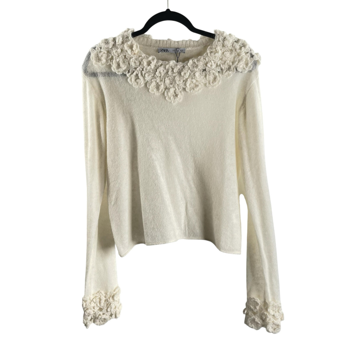 ZARA Size MED Cream Long Sleeve Alpaca Blend NWT SWEATER