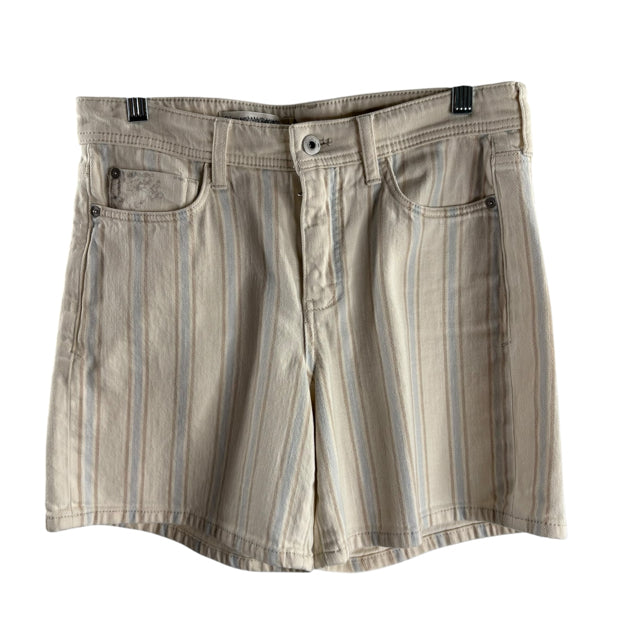 PILCRO Size SMALL Cream/Blue Stripe Denim SHORTS
